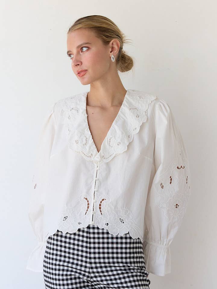 Emma Eyelet Ruffle Blouse