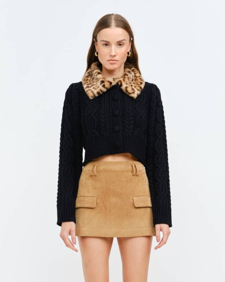 Black leopard Cardigan