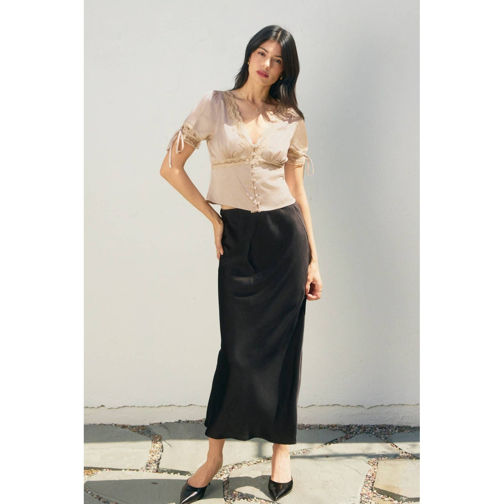 Going Out Lace Tied Short Sleeve Blouse