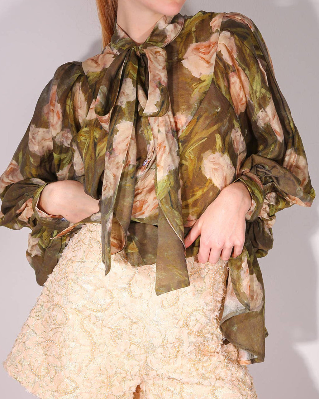 Floral Bowtie Blouse