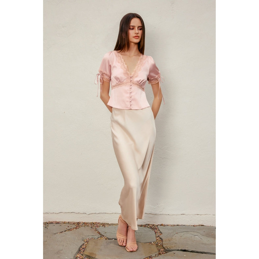 Going Out Lace Tied Short Sleeve Blouse