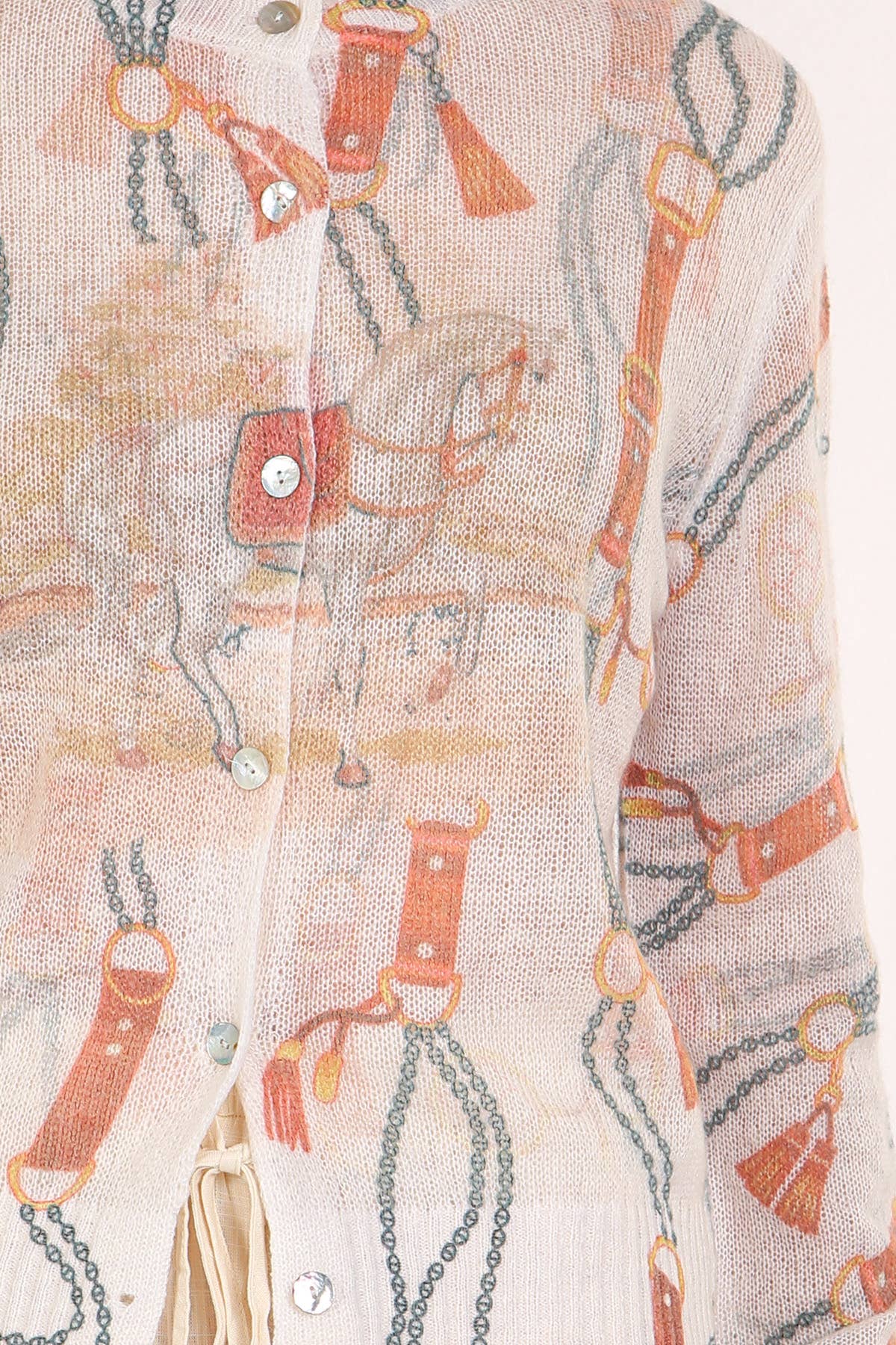 Ribbed Knit Horse Sheer Cardigan