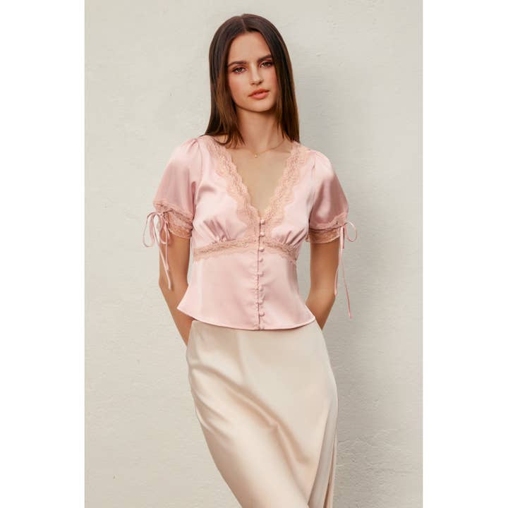 Going Out Lace Tied Short Sleeve Blouse