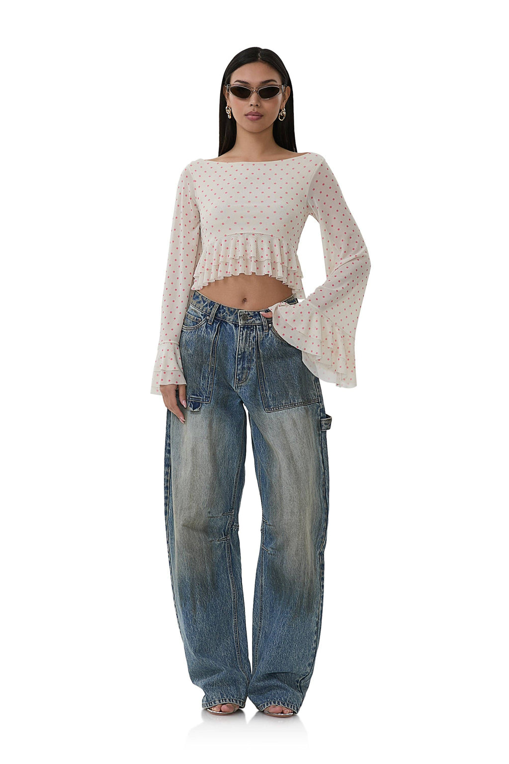 Inaya Top - Coral Micro Dot