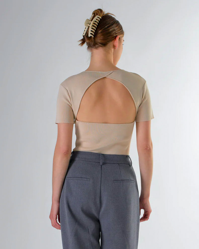 Back Cut-out Detail Knit Top