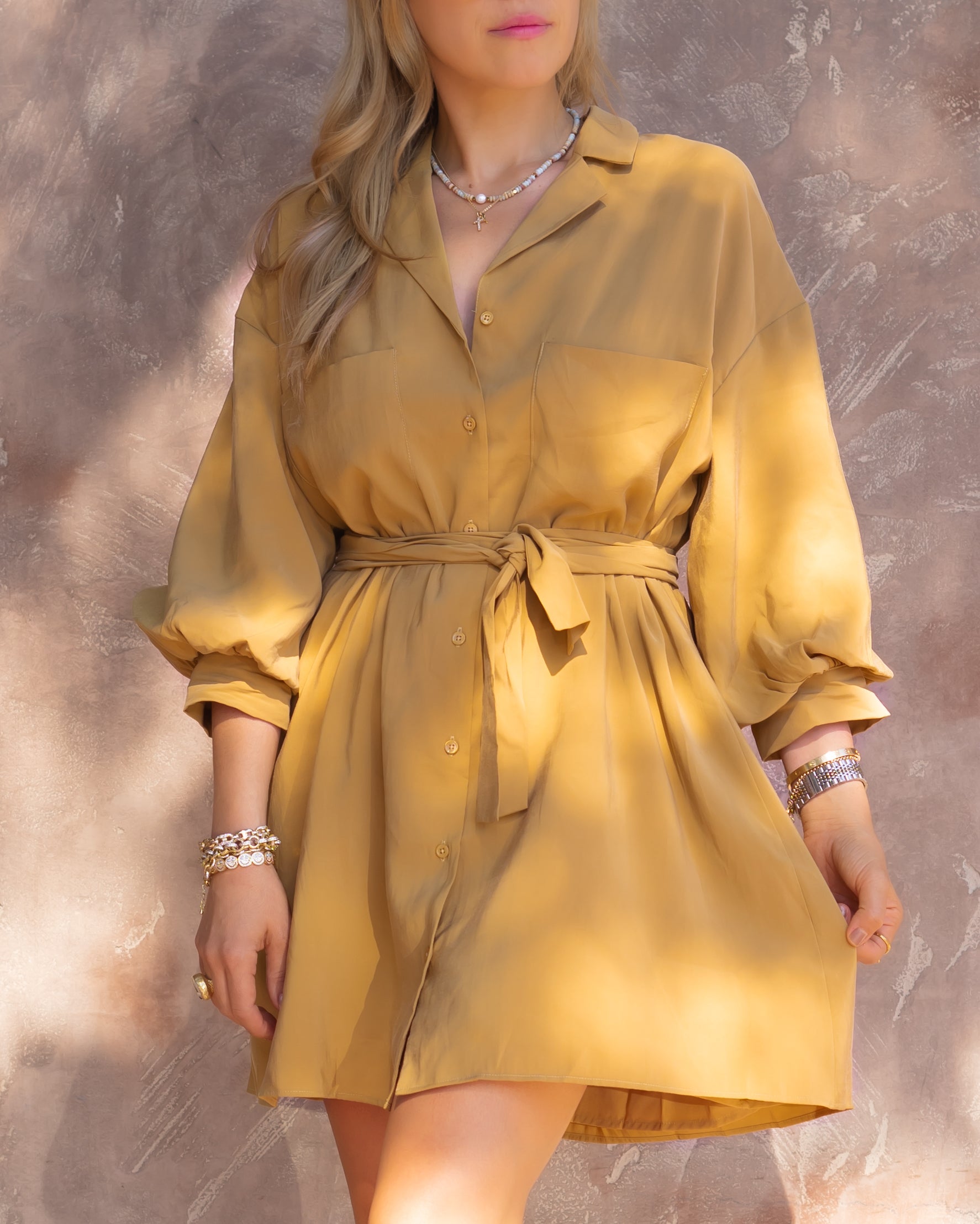 Beatrice Belted Mini Shirt Dress