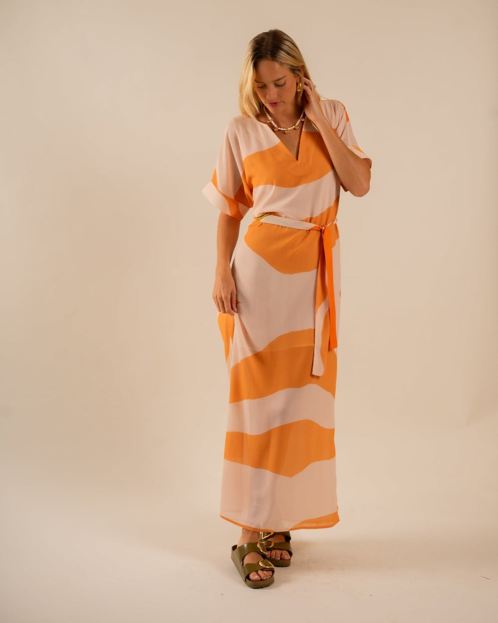 Beatrice Kaftan Dress Sunset Swirling Wind