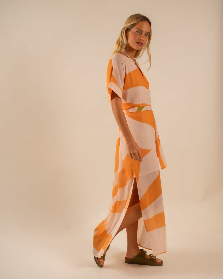 Beatrice Kaftan Dress Sunset Swirling Wind