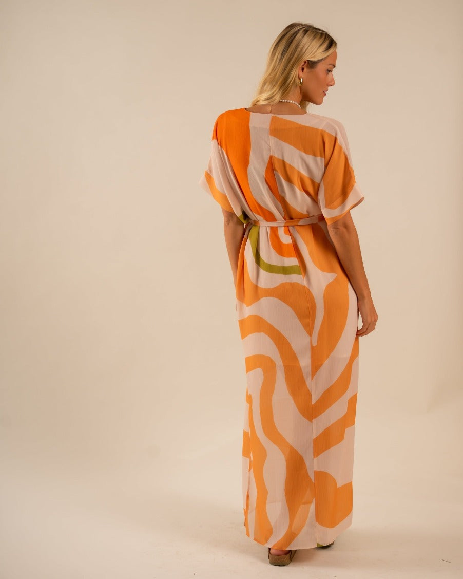 Beatrice Kaftan Dress Sunset Swirling Wind