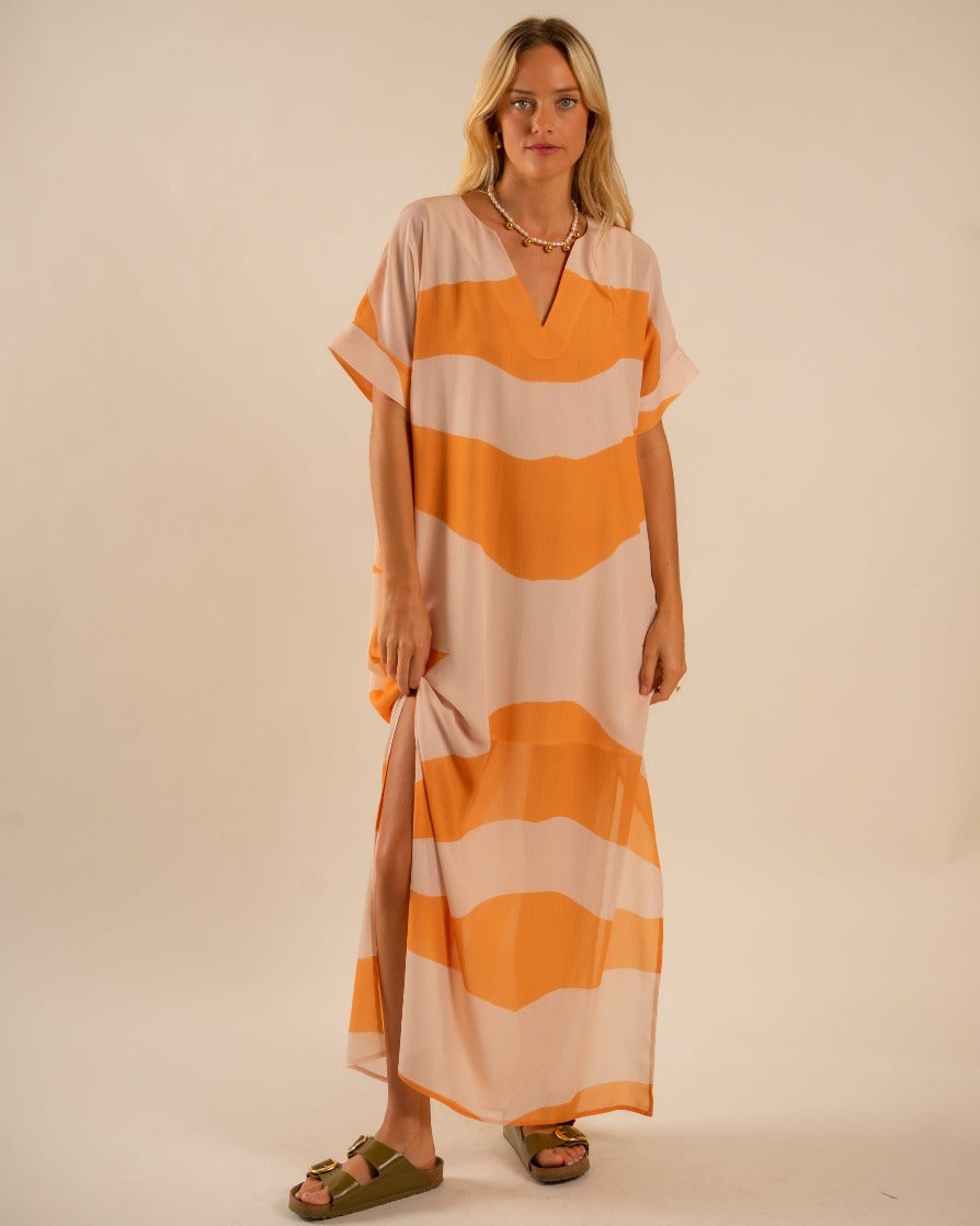Beatrice Kaftan Dress Sunset Swirling Wind