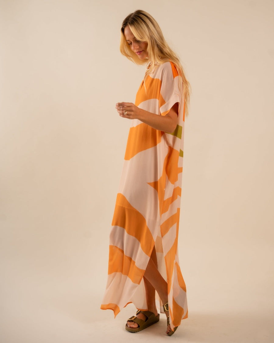 Beatrice Kaftan Dress Sunset Swirling Wind