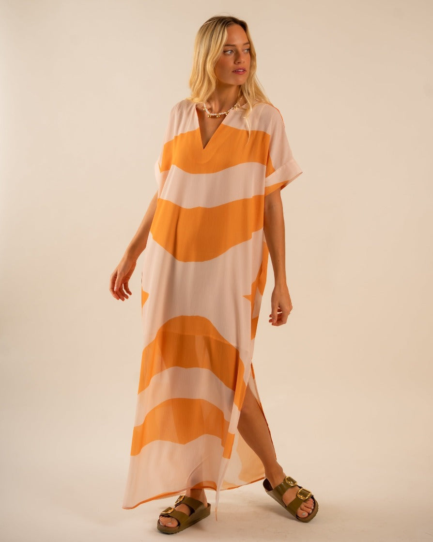 Beatrice Kaftan Dress Sunset Swirling Wind