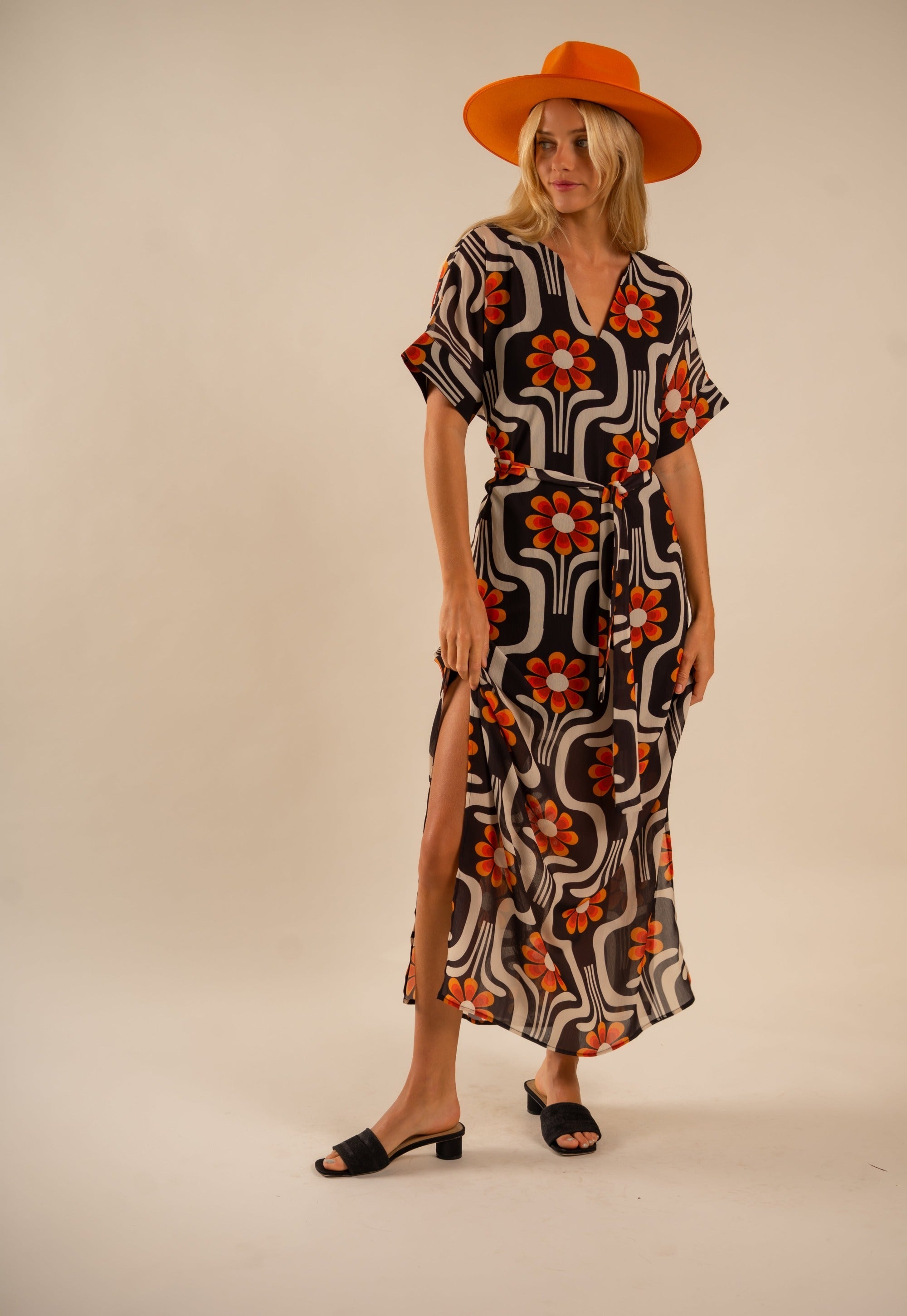 Beatrice Kaftan Dress All Over Wild Flower Pattern