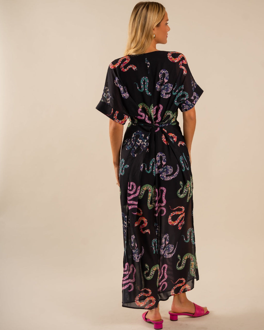 Beatrice Kaftan Dress All Over Snake Pattern