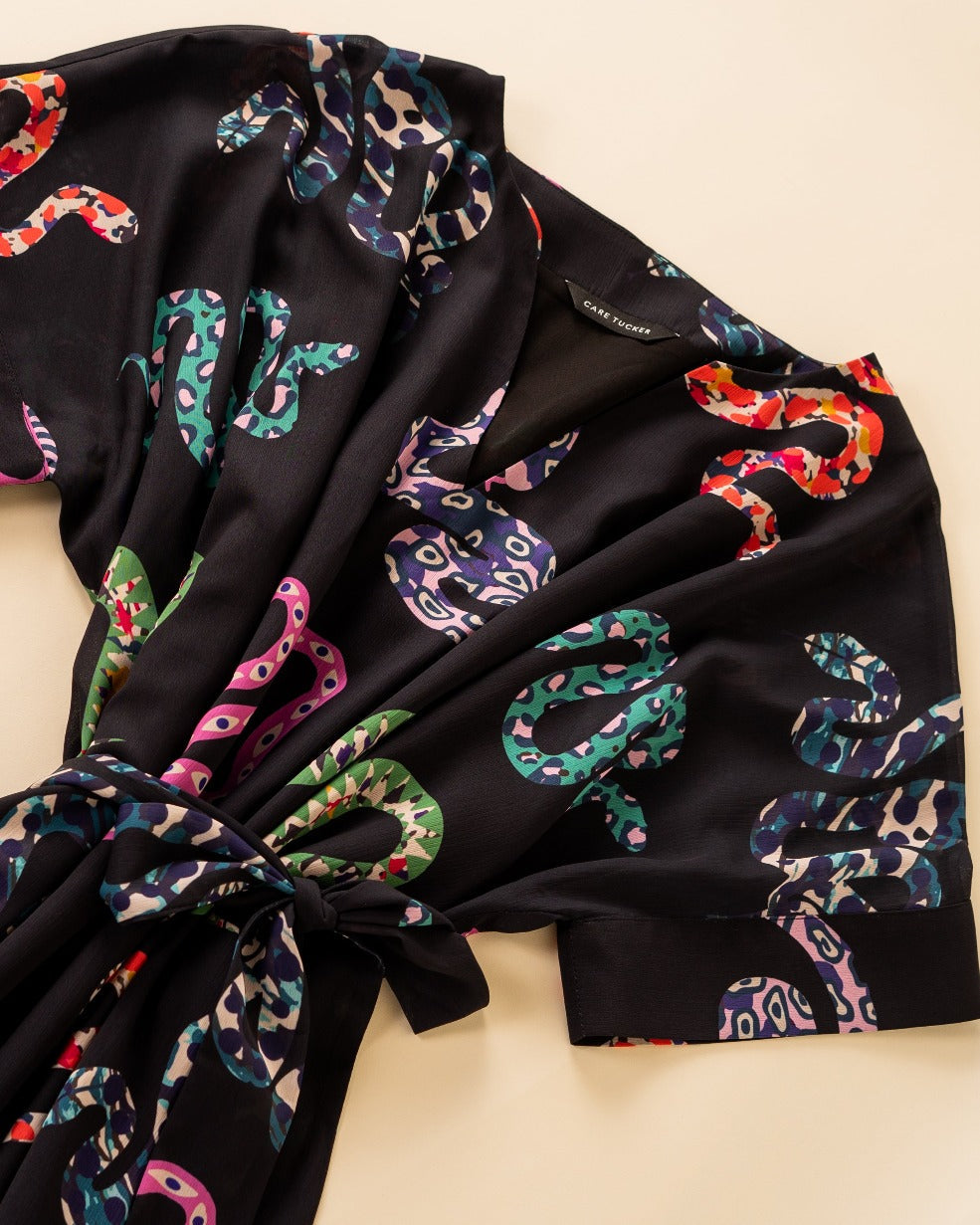 Beatrice Kaftan Dress All Over Snake Pattern