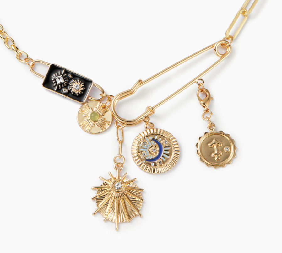 Celestial Black Coin Charm Black Moon Necklace