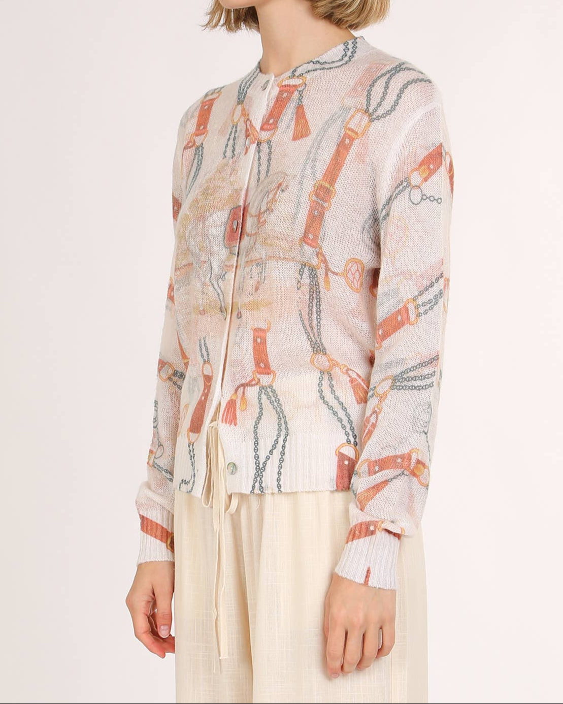 Ribbed Knit Horse Sheer Cardigan