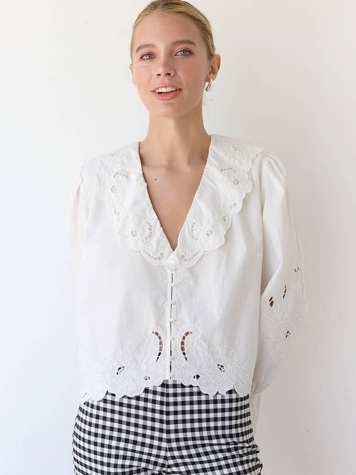 Emma Eyelet Ruffle Blouse