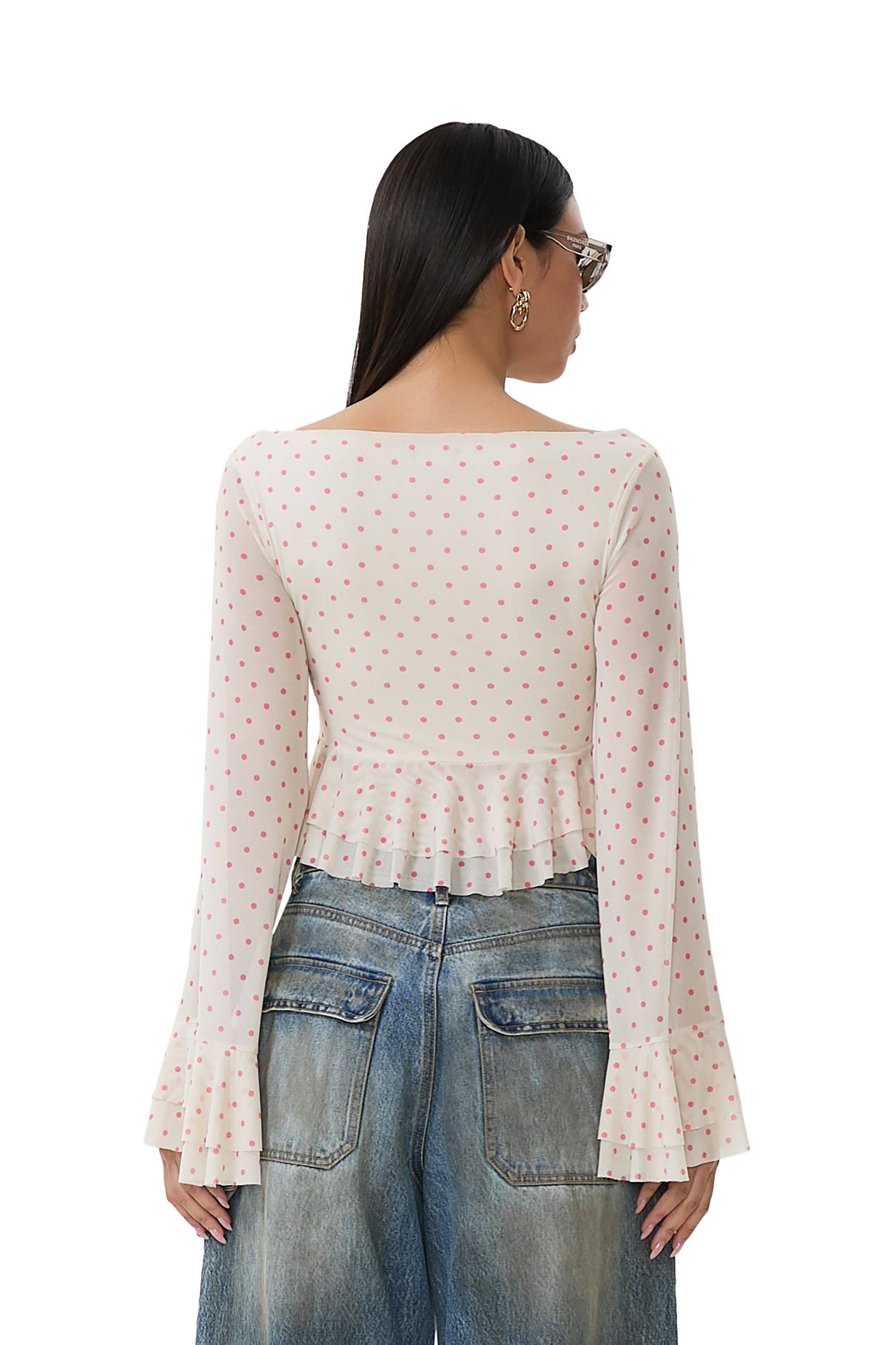 Inaya Top - Coral Micro Dot