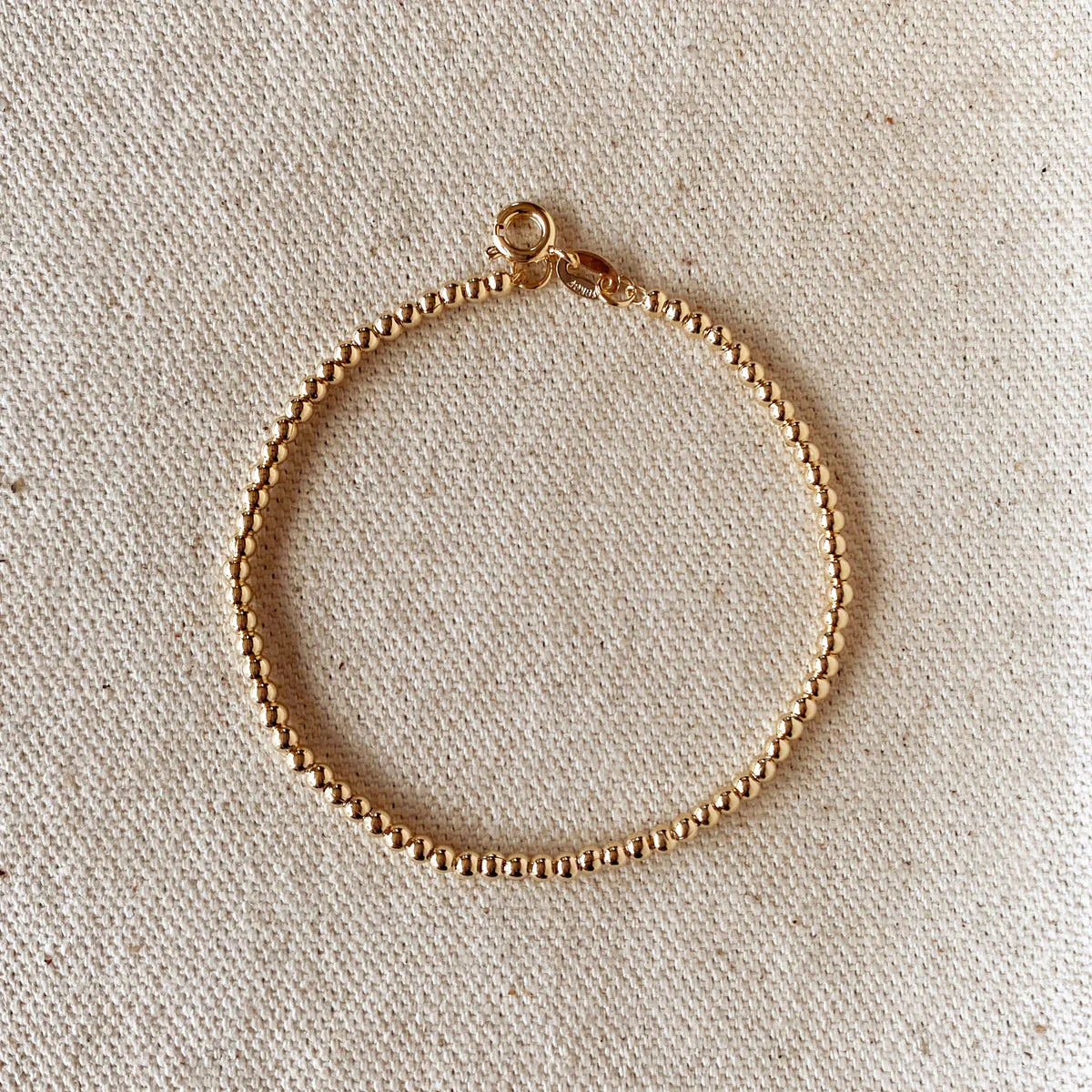 18k Gold Filled 2.5mm Beaded Bracelet