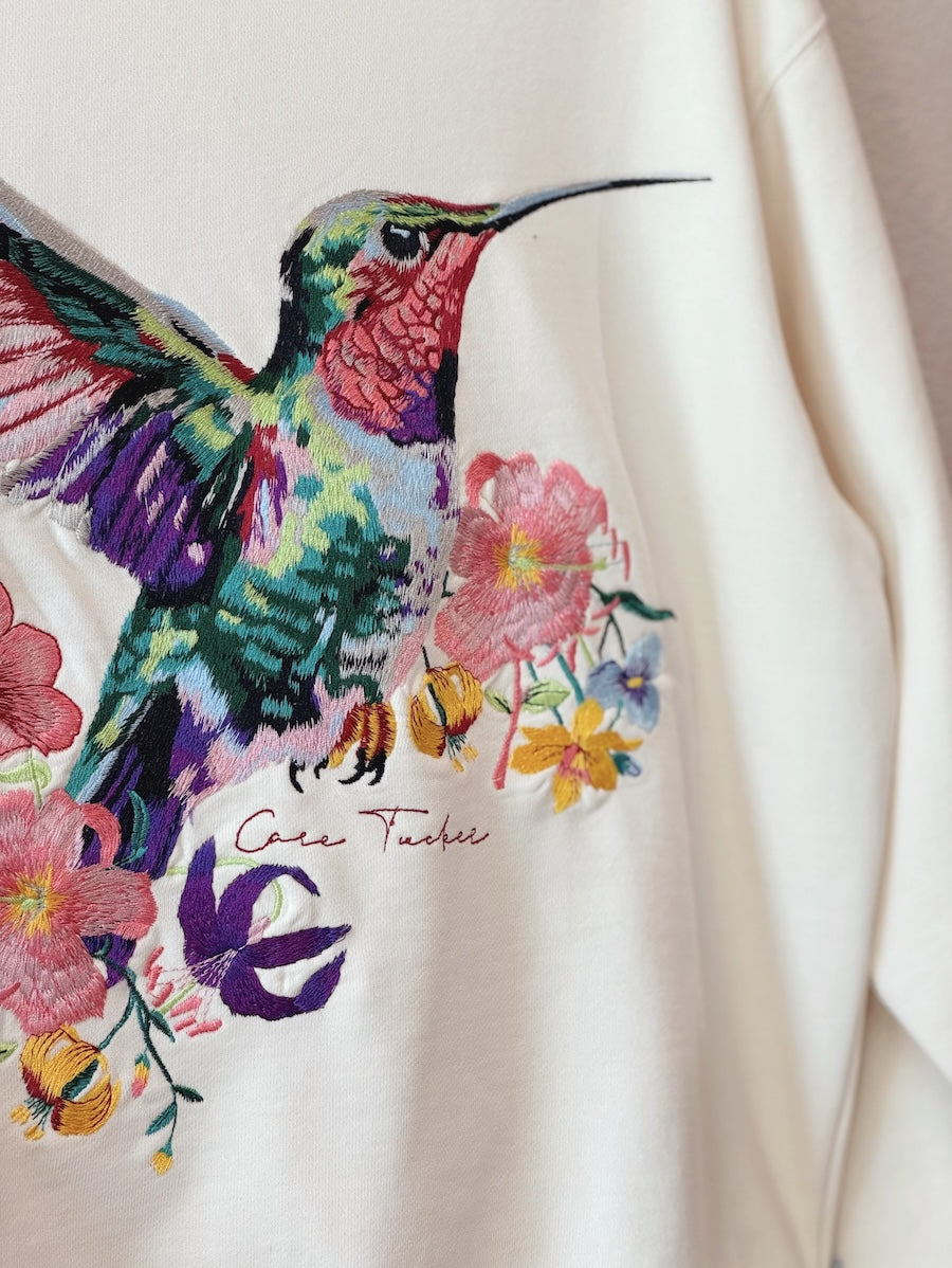 Classic Embroidered Sweatshirt Hummingbird